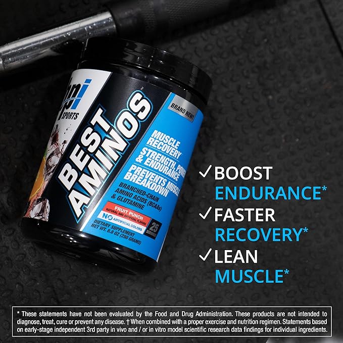 BPI Sports Best Aminos - BCAA Powder Post Workout & Glutamine Recovery Drink with Branched Chain Amino Acids for Hydration & Recovery, for Men & Women - Fruit Punch - 25 Servings