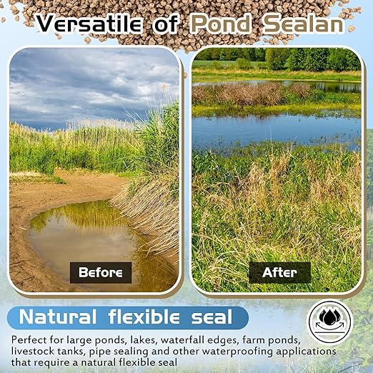 Nuanchu 30lb Granular Sodium Bentonite Clay for Pond Sealing Granular All Natural Pond Sealant Bentonite Clay Powder Natural Soil Liner for Pool Leak Repair Dam Sealer Cat Litter Clumping