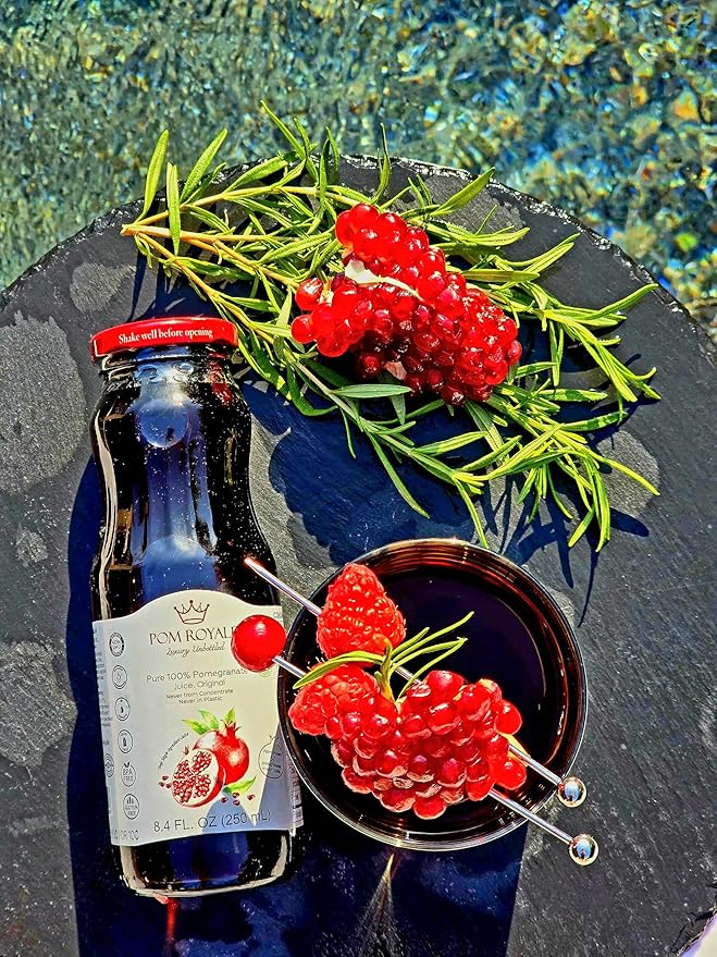 Pure Pomegranate Juice No Pulp, 8.4 Ounce Glass Bottle (Pack of 15), Cold Pressed Juice, Not from Concentrate, Non-GMO, No Sugar Added, Gluten Free, Kosher Certified, Preservative Free